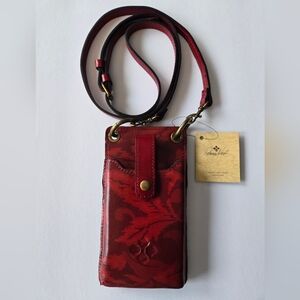 Patricia Nash Farleigh Red Satin Leaves Phone Case Wallet